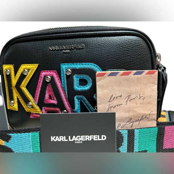 Karl Lagerfeld Paris NWT Black Small Monogram Camera Style Crossbody Bag  (P037) - Picture 2 of 12